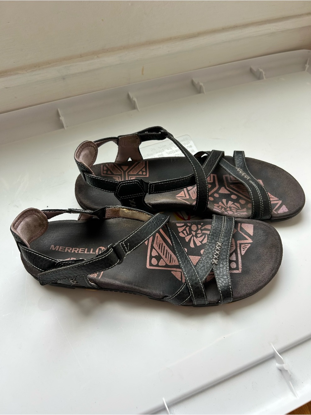 Merrell Terran Cross II Strappy Sandals Size 10 Black Hiking Travel